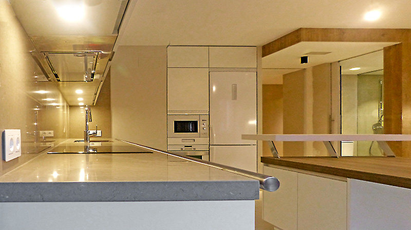 se muestra la cocina vista desde la encimera